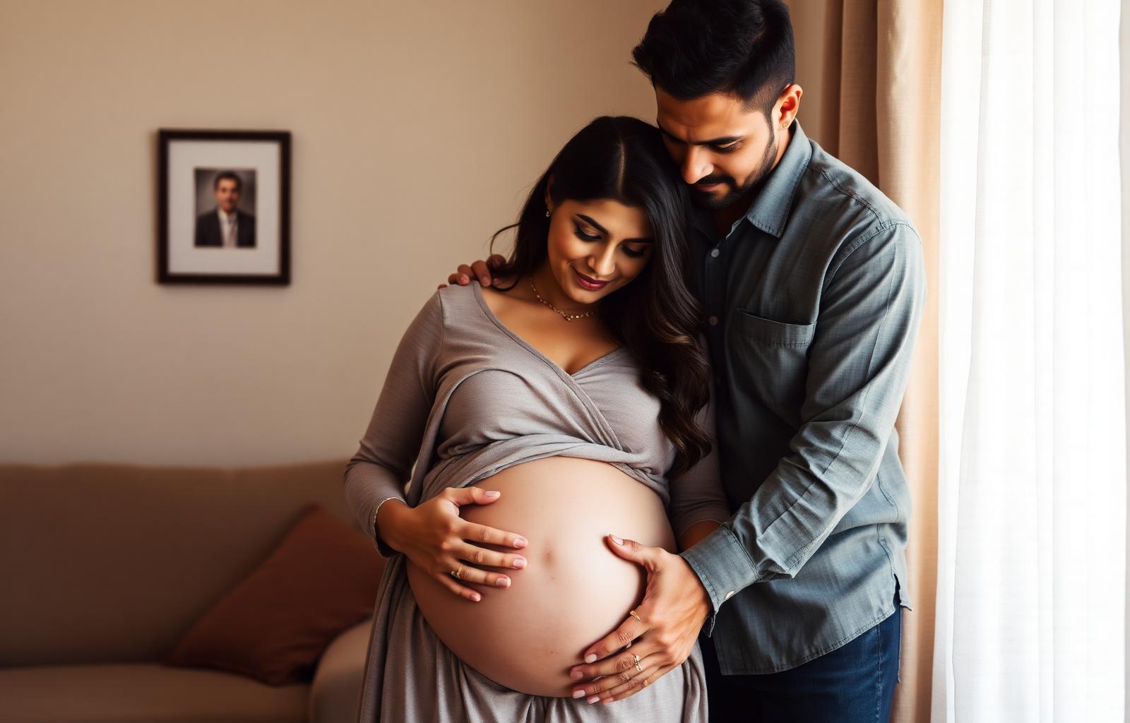 Expectant couple at home
